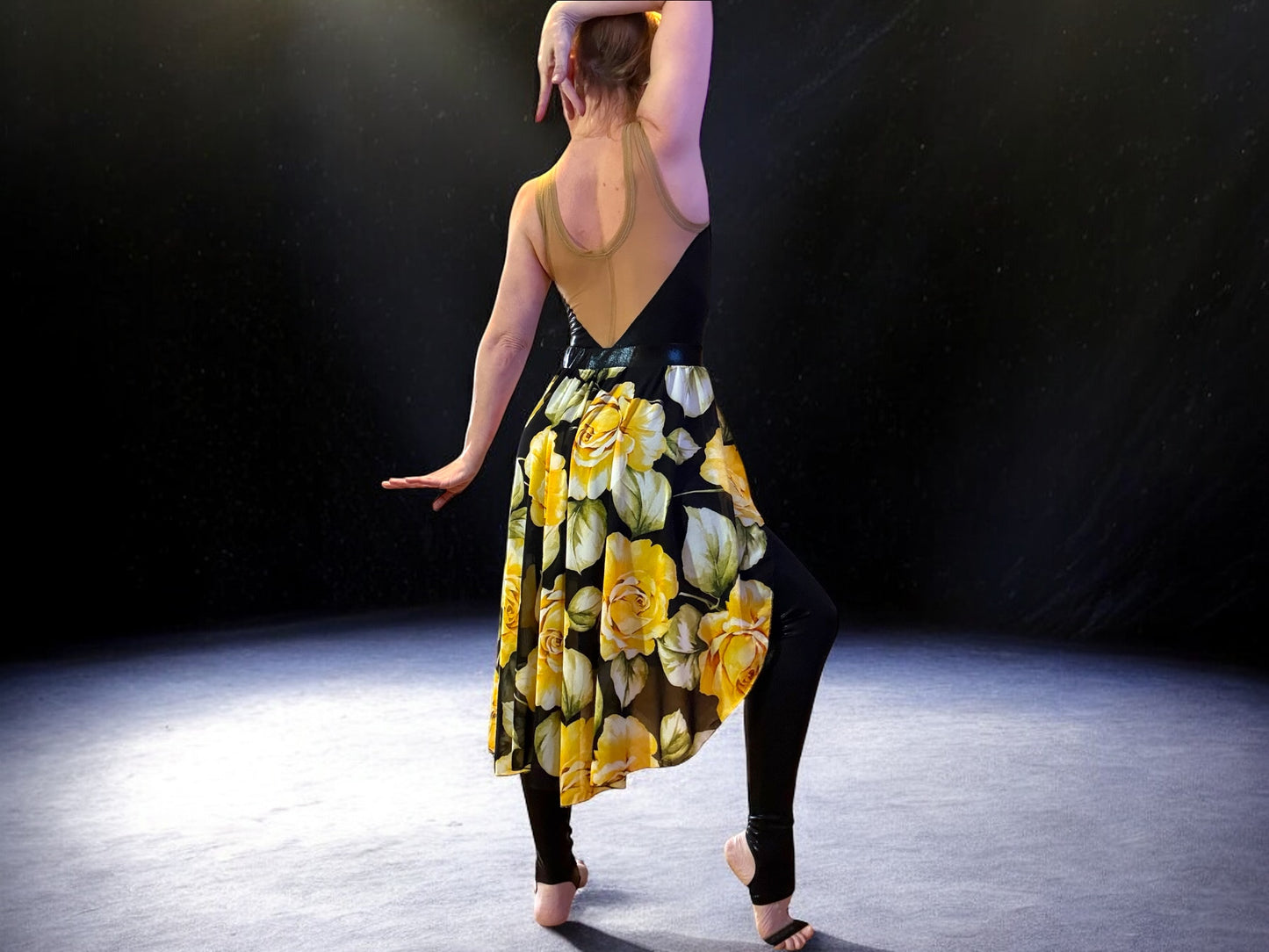 Yellow Rose Mesh Dance Skirt