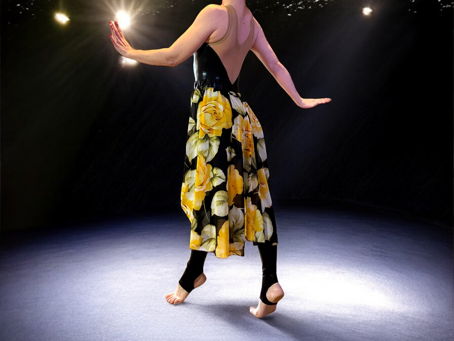 Yellow Rose Mesh Dance Skirt